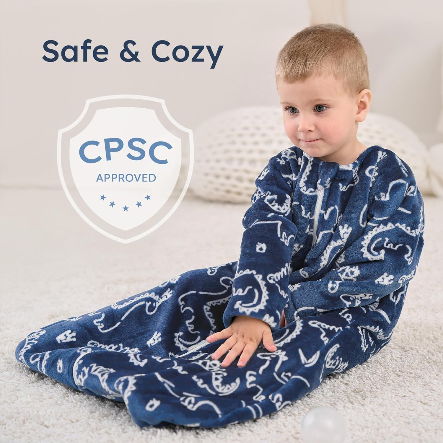 Yoofoss Baby Sleep Sack - Long Sleeve 1.5 Tog Fleece Wearable Blanket for 12-18 Months | Soft & Warm