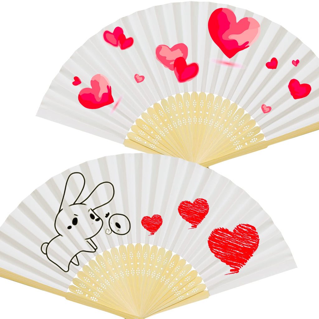 Coucoland 100 Pcs White Bamboo Folding Handheld Fan Hand Fan for Wedding Home Decoration Party Favors Bridal Dancing Party