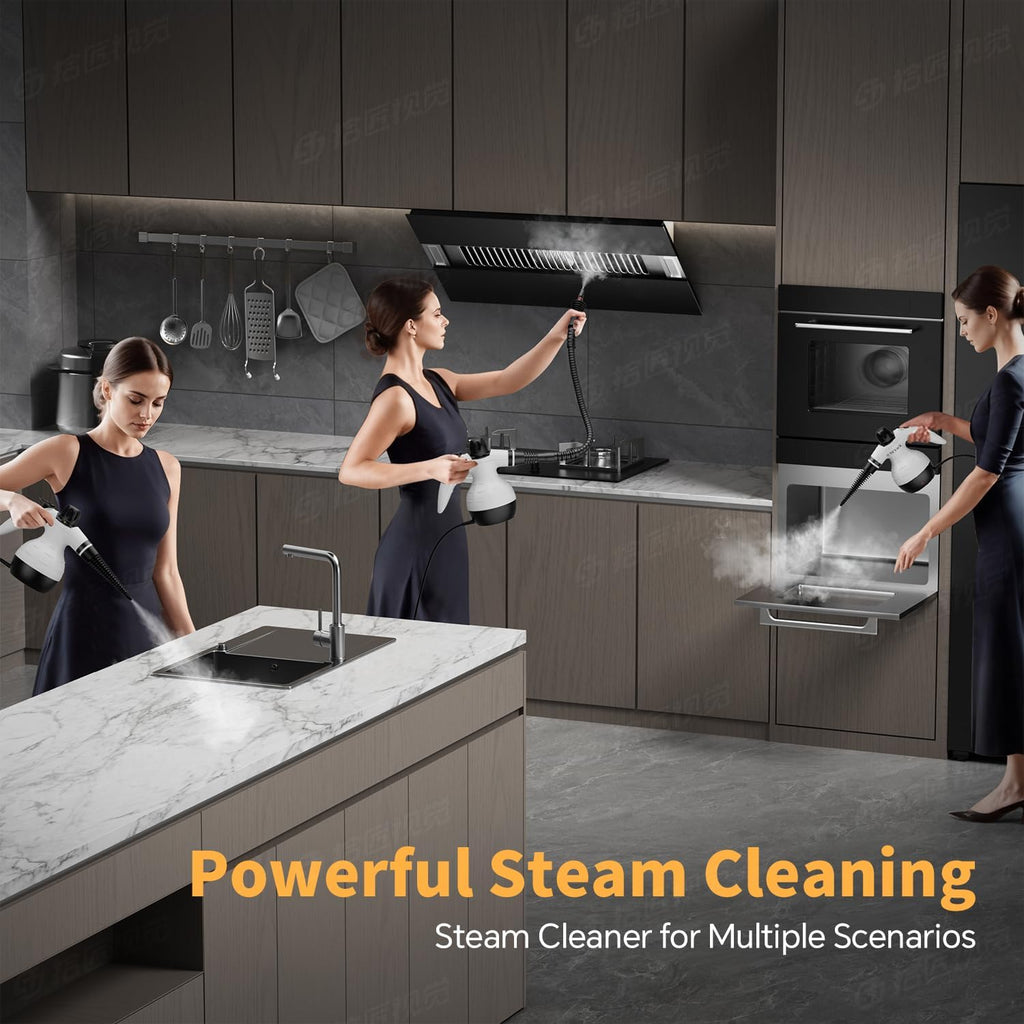 TICYACK Handheld Steam Cleaner - 16 PCS Accessories & Safety Lock for Multi-Surface Deep Cleaning | White/Black