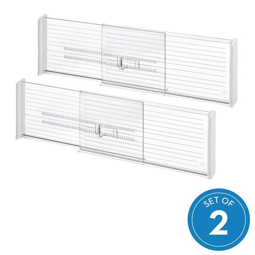 iDesign Recycled Plastic Adjustable Drawer Dividers–- Set of 2 - Clear