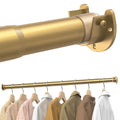 Supforce Closet Rods for Hanging Clothes, 17 to 54 Inches Stepless Adjustable Metal Closet Rod, 1.3 Inches Heavy Duty Clothes Hanging Rod for Closet Wardrobes Laundry RV, Golden