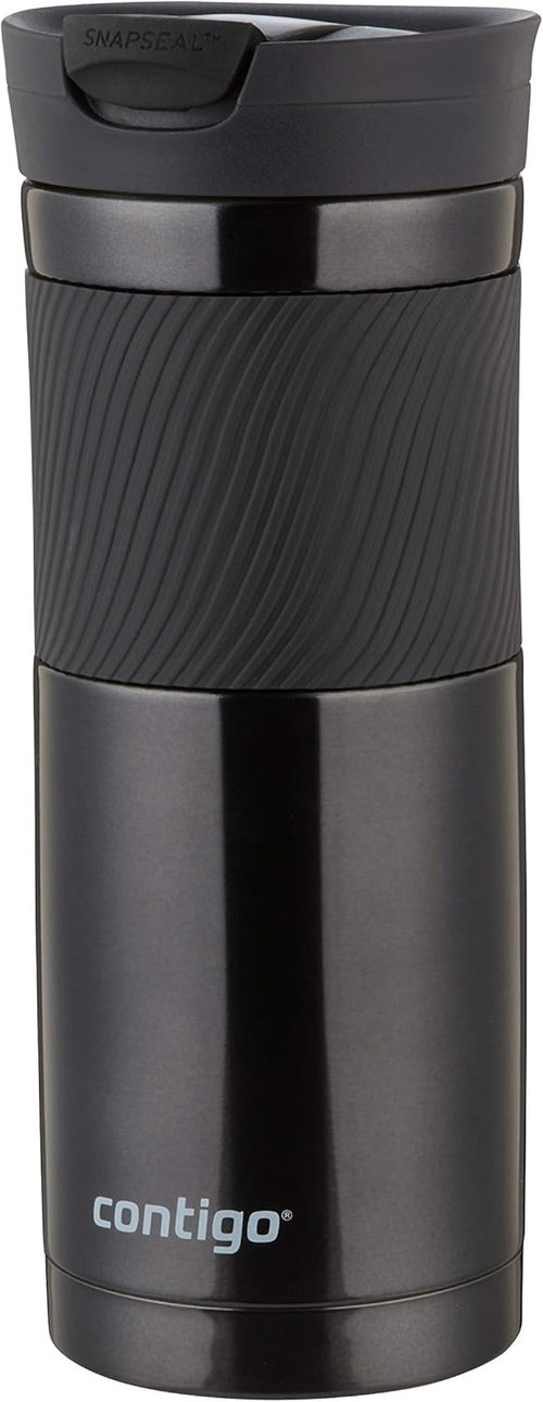 Contigo Byron Snapseal Travel Mug - Stainless Steel Leakproof Tumbler with Easy-Clean Lid | 590 ml, Black
