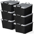 Life Story 55 Quart Heavy Duty Stackable Storage Bins - Versatile Lightweight Organizers | Black/Gray