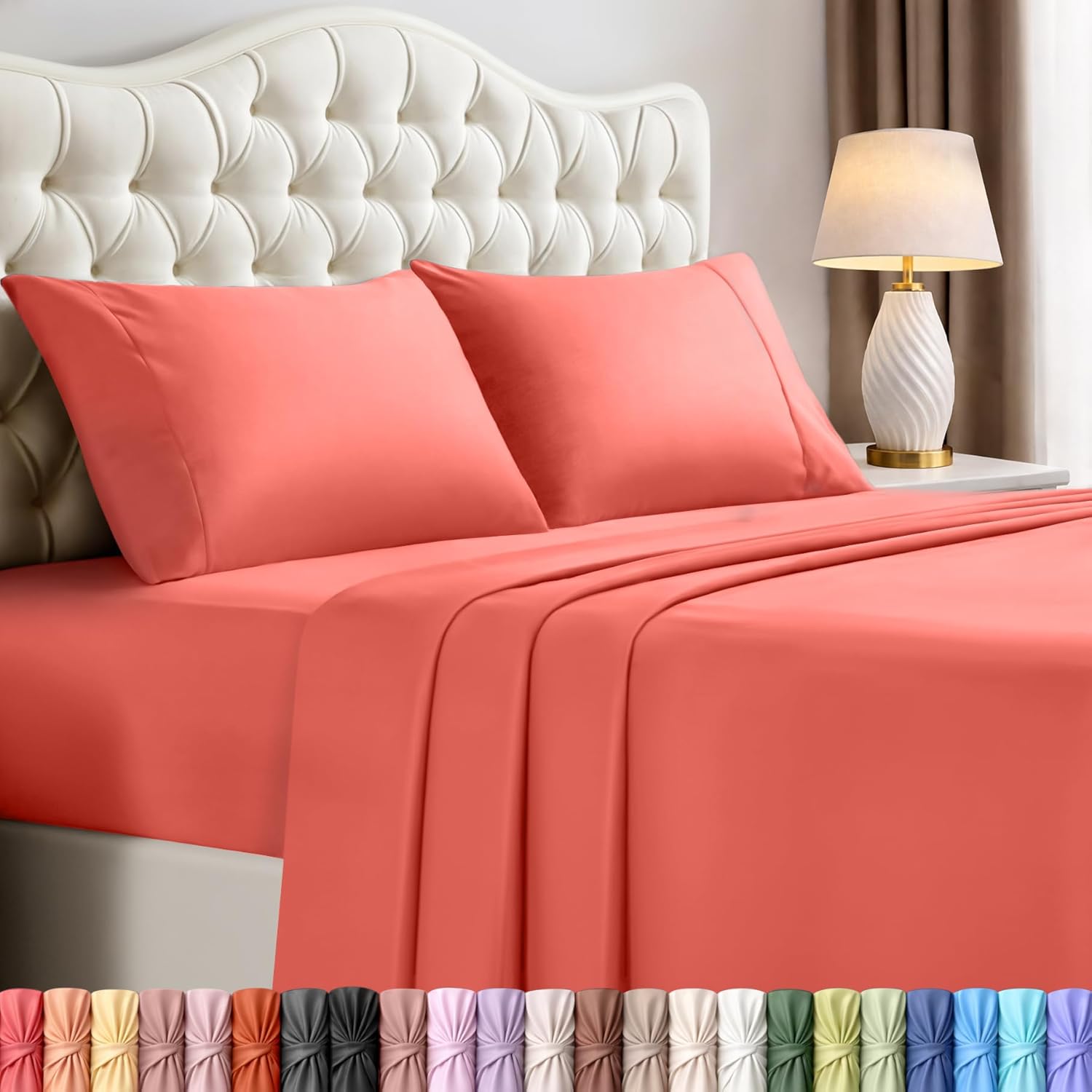 Utopia Bedding California King Sheet Set - Soft, Breathable Microfiber | 4-Piece in Coral