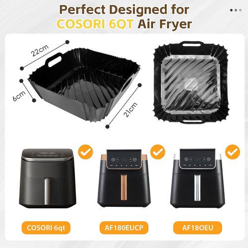 COSORI Silicone Air Fryer Liner - Dishwasher Safe Accessories for 6Qt TurboBlaze | Compact & Large Size