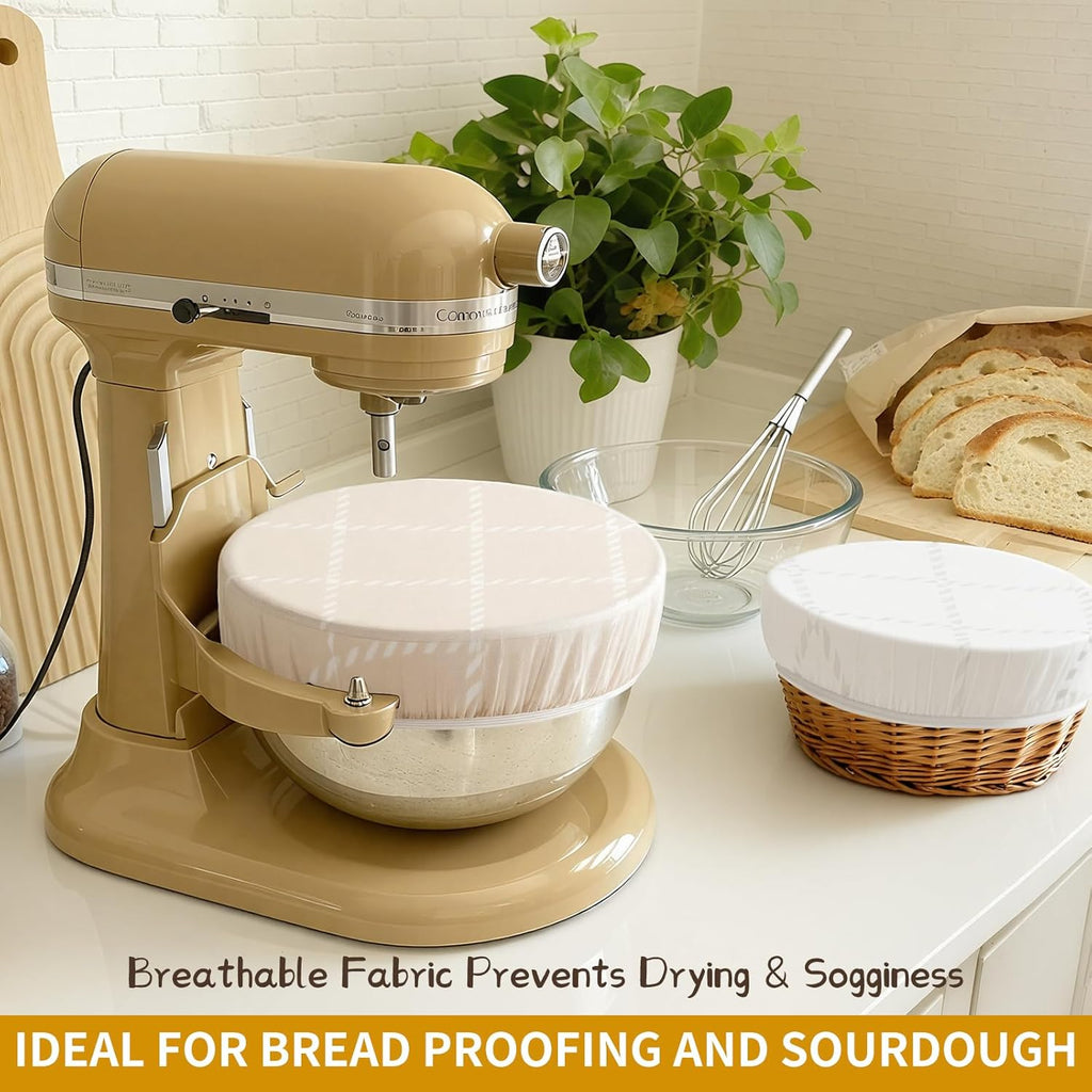 Skiennix Reusable Bowl Covers - 3-Pack Beeswax Covers for Bread Proofing | 100% Organic Cotton, 8/10/12 Inch