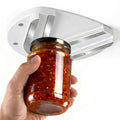 Mount-on Cabinet Jar Opener for Weak Hands,Seniors with Arthritis,Double U Shaped Grooves Grip Bottle Opener for Any Size Lid,304 Stainless Steel One-Handed Can Opener Tool for Home Assistance,White