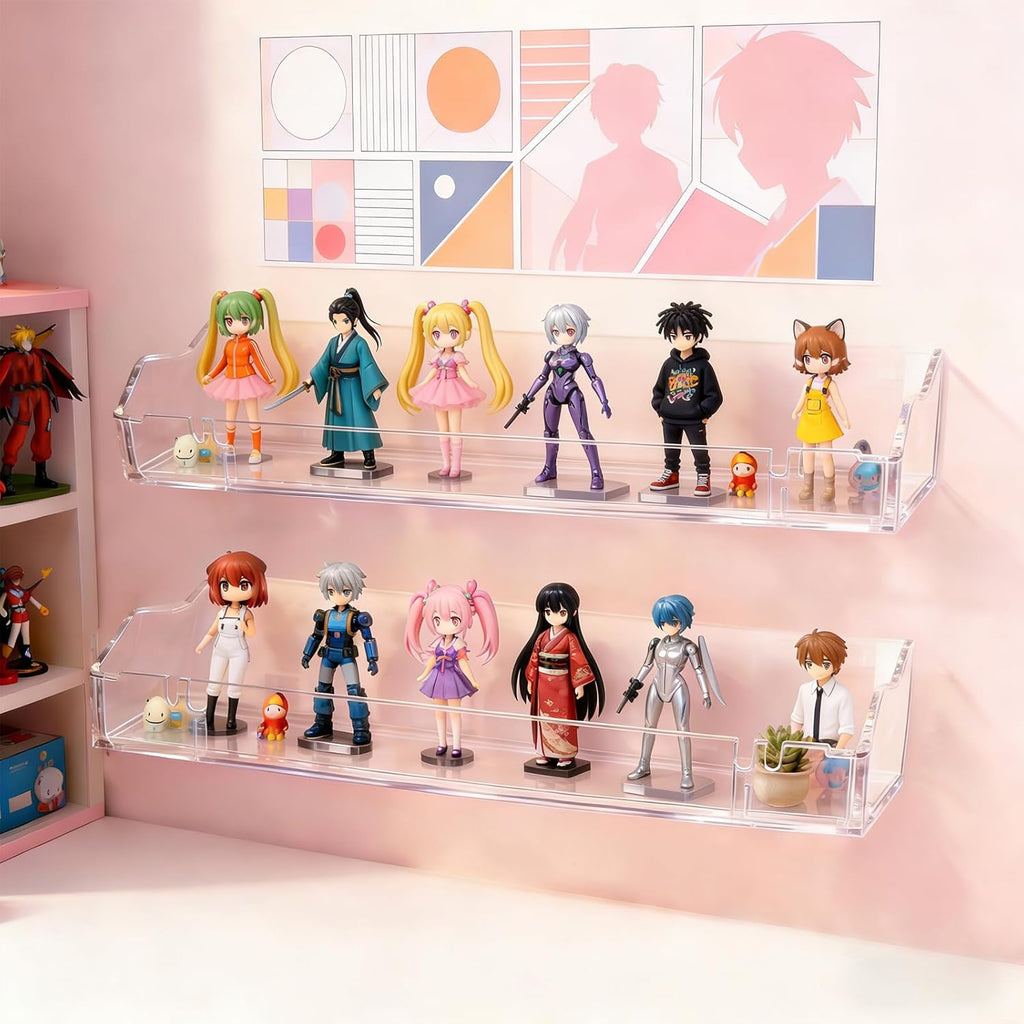 Upsimples Clear Acrylic Floating Shelves - Stylish Wall Storage for Living Room, Bedroom & Bathroom