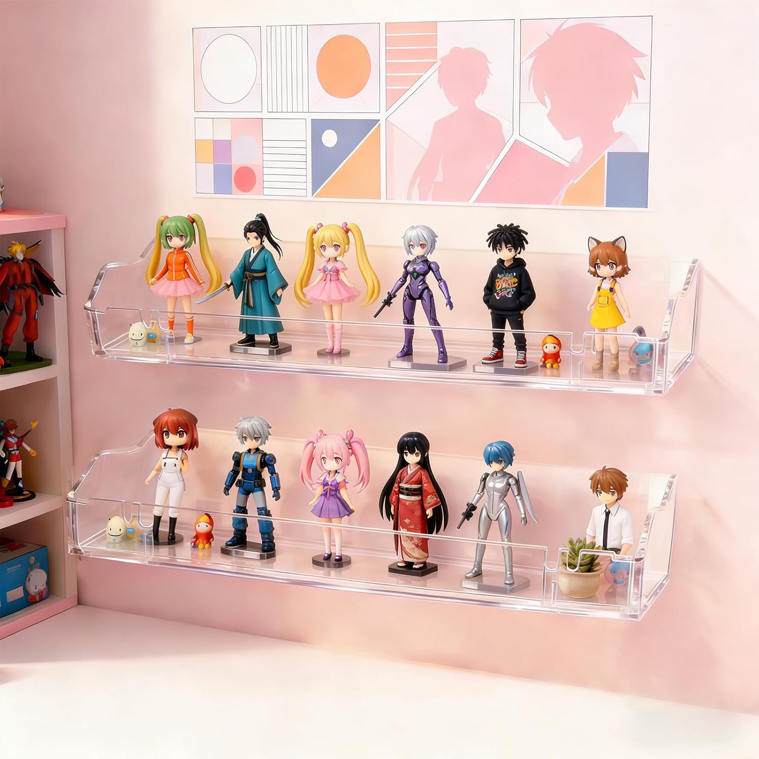 Upsimples Clear Acrylic Floating Shelves - Stylish Wall Storage for Living Room, Bedroom & Bathroom