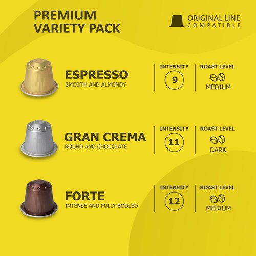 GIMOKA PREMIUM BLENDS Coffee Capsules Compatible with Nespresso Machines, 100 Count - VARIETY PACK, Italian Espresso Pods.