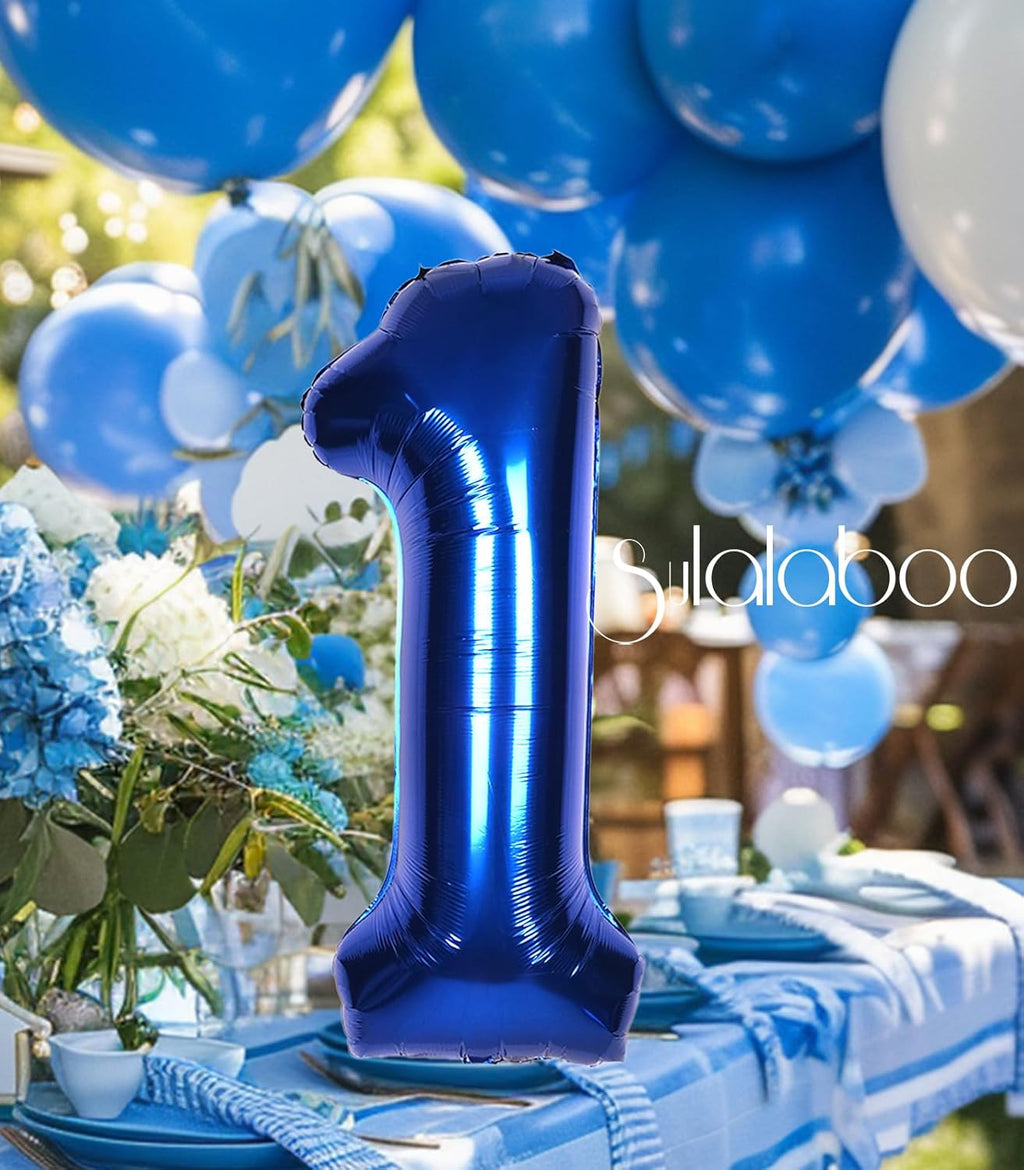 Skiennix 40-Inch Navy Blue Number 1 Balloon - Giant Foil Mylar Birthday Decoration for Boys