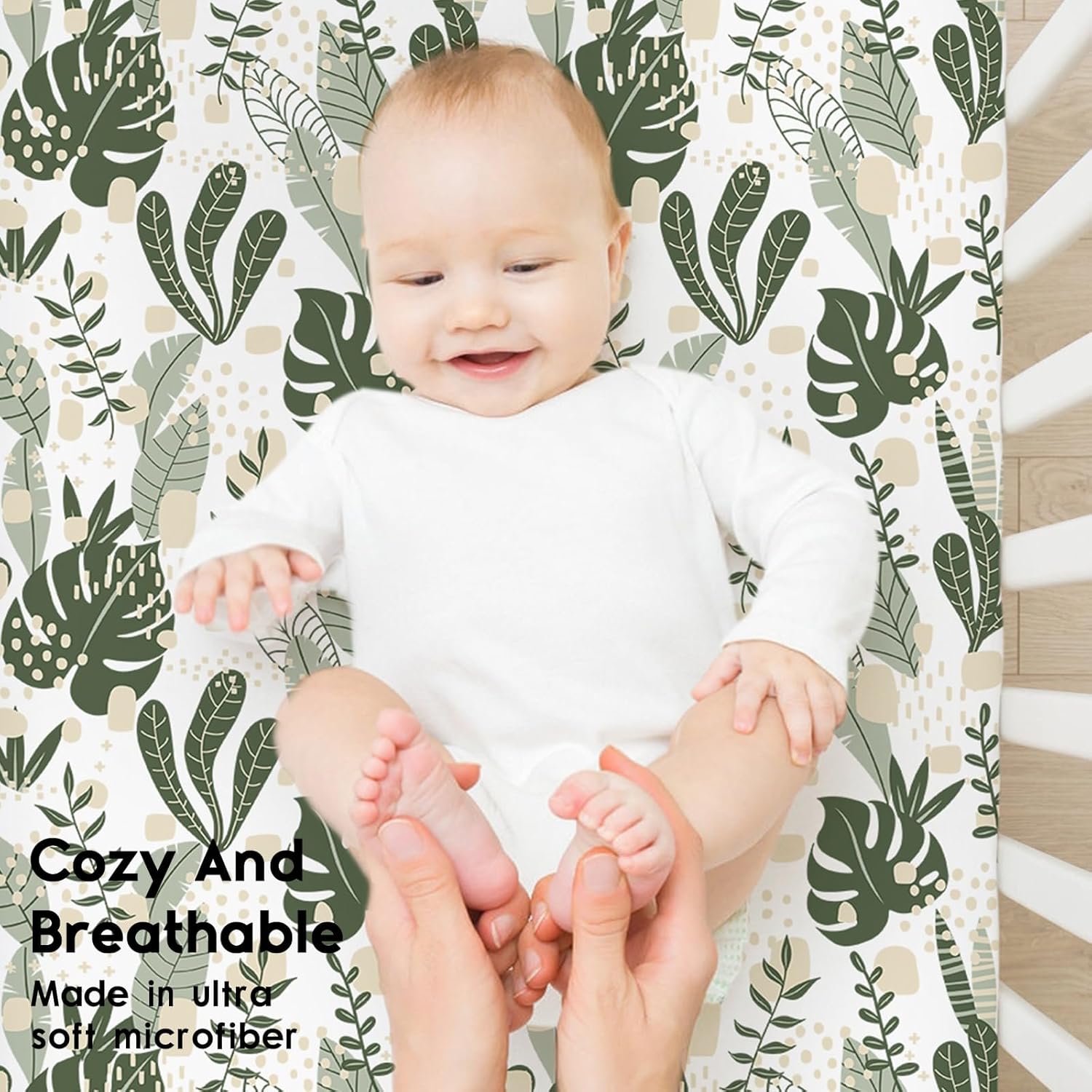 Yoofoss Fitted Baby Crib Sheets - Super Soft Microfiber 2-Pack for Standard Crib & Toddler Mattress | 28x52x8in Green & Banana Leaves