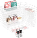 25 PCS Plastic Drawer Organizer Set - Clear Non-Slip Storage Bins for Makeup, Jewelry & Office | Versatile Trays