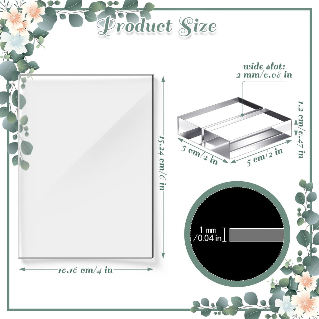 Yulejo 12 Pcs Blank Clear Acrylic Table Numbers Stands for Wedding, Acrylic Table Signs with Centerpiece Stand Sign and Holder DIY Place Name Cards for Reception Banquet Party Decors (4 x 6 Inch)