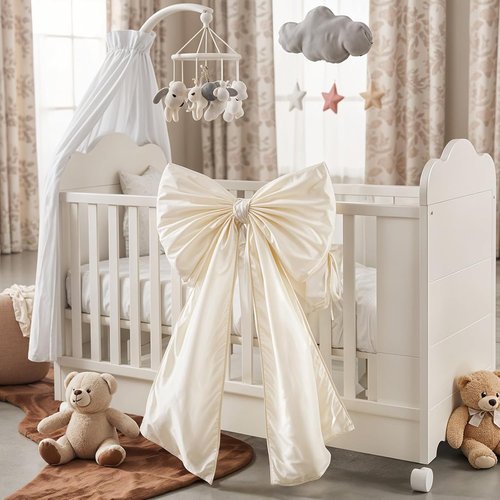 Giant Bow Decoration - Large Cream White Coquette Bow for Wedding & Party Backdrop | Satin Finish