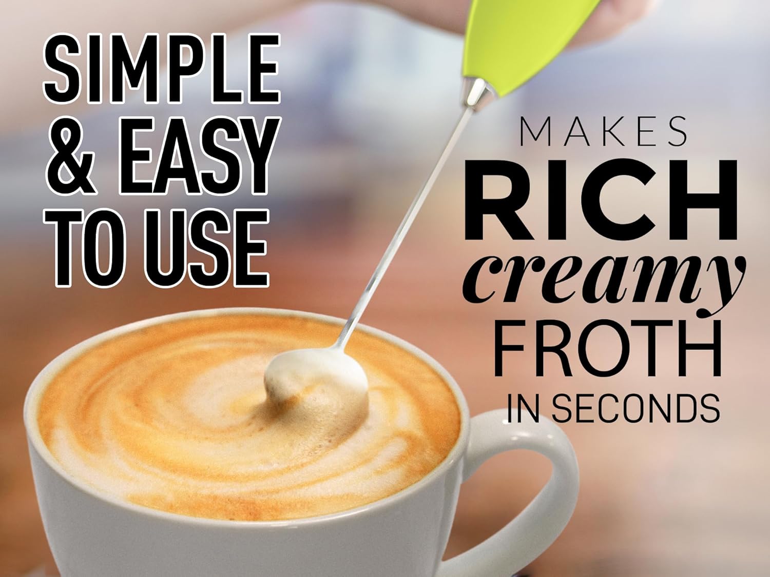 Zulay Kitchen Milk Frother Wand – High-Speed Handheld Frother with Upgraded Stand – Electric Foam Maker with Stainless Steel Whisk