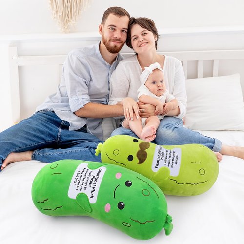 Sprinqdawin Emotional Plush Pickle-20” Pickle Stuffed Animal,Plushies Cucumber Stuffed Animal with Positive Warm Words,Kawaii Plush Toy Kids Birthday Gifts,Soft Vegetable Lover Plushy Pillow