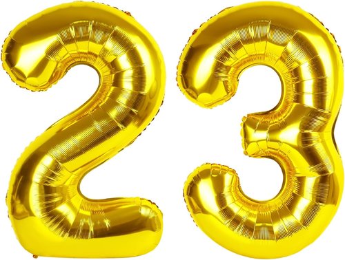 Big Number 23 Balloon - 40 Inch Gold Foil Birthday Decoration for Women | Perfect for Weddings & Graduations