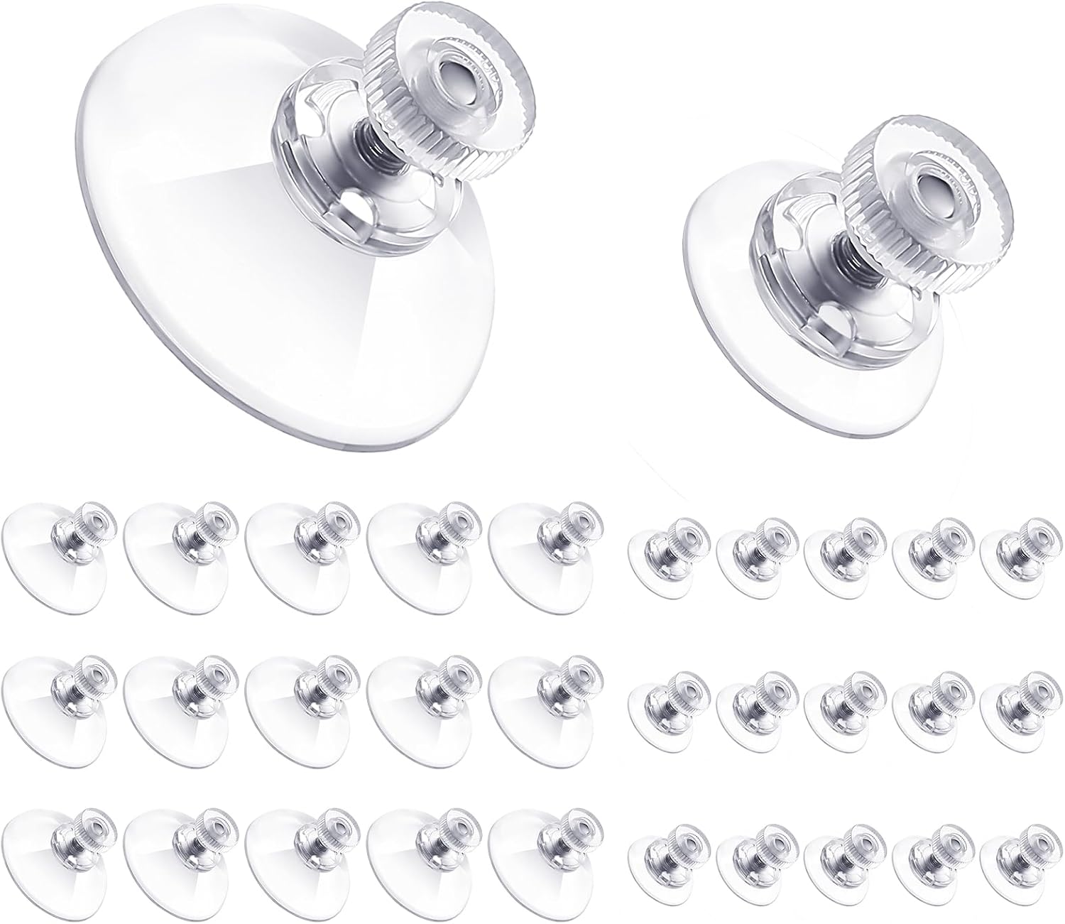 Teenyyou Adhesive Suction Cups - 30 Pack Clear PVC Sucker Pads for Window, Wall & Car Decor | 25mm/40mm