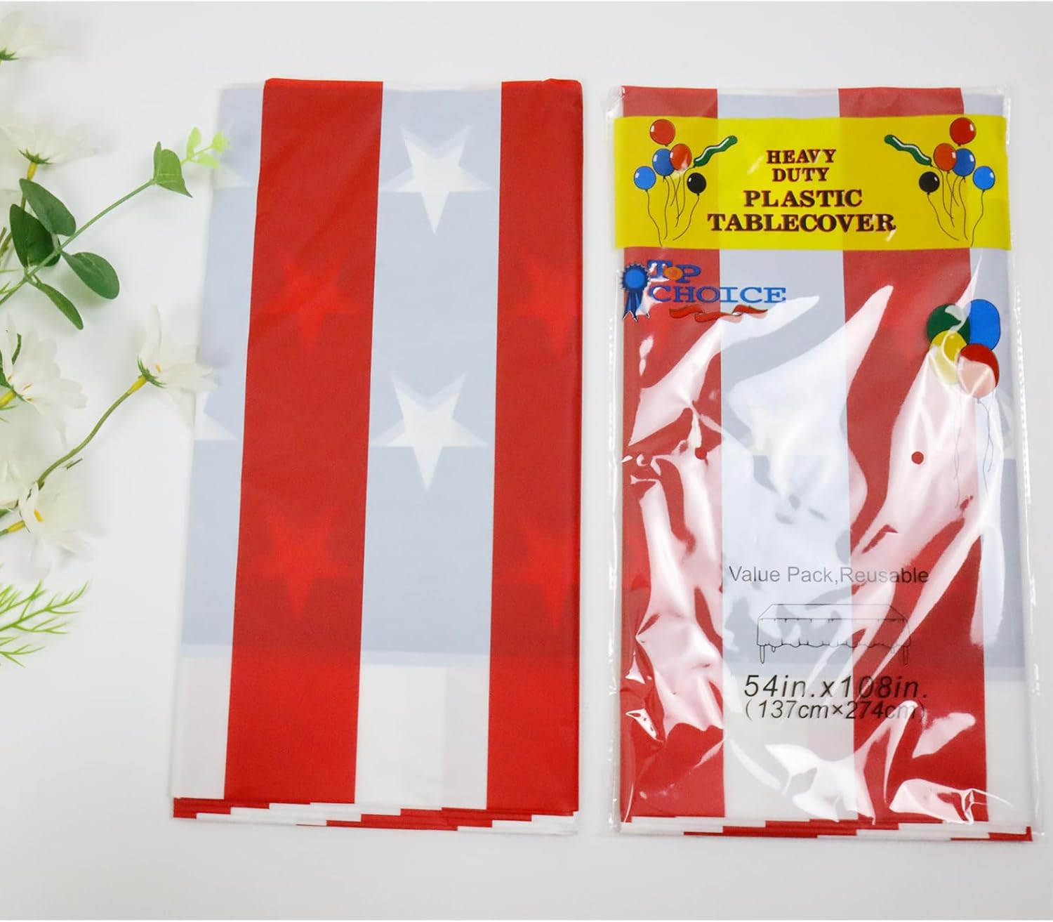 Skiennix Disposable Patriotic Tablecloths - American Striped & Star Design | 54"x108" for 4th of July Celebrations