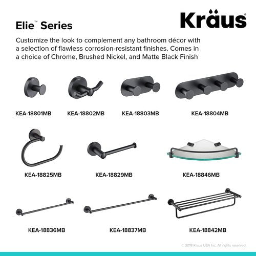 KRAUS Elie Bathroom Towel Ring, Matte Black Finish, KEA-18825MB