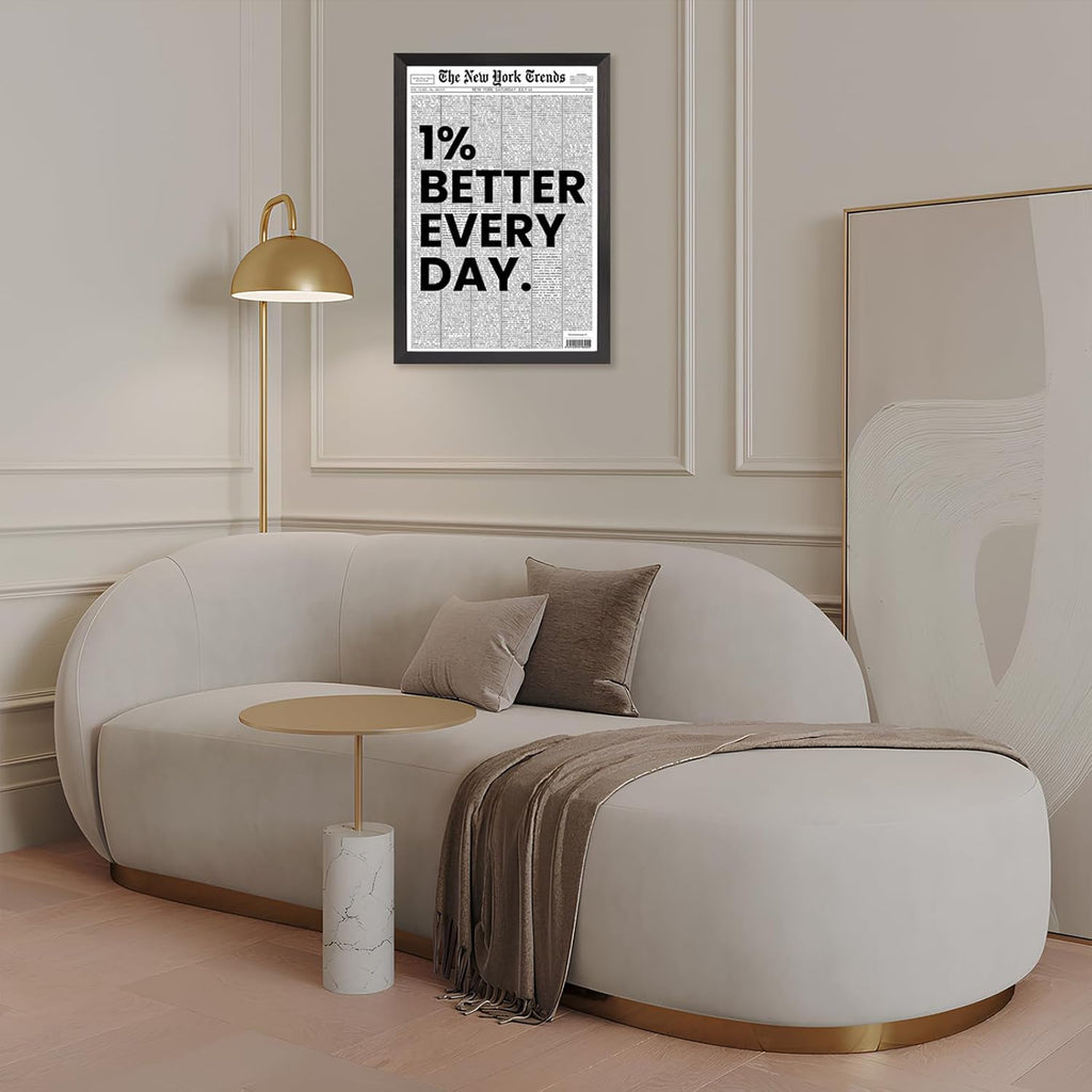 Skiennix Black And White Newspaper Canvas Wall Art - Inspirational 12x16in Framed Poster For Home Decor