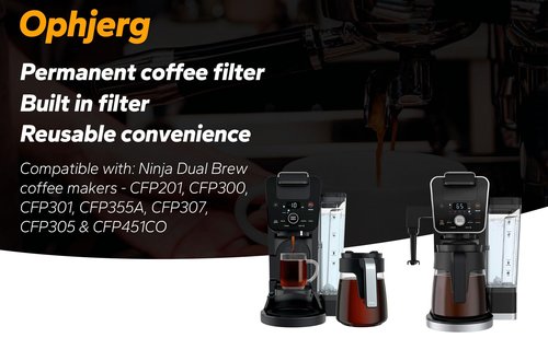134KKW300 Coffee Permanent Filter Compatible with Ninja Coffee Filter, for CFP Dual Brew Coffee Maker Models CFP201 CFP250A CFP300 CFP301 CFP305 CFP307 Reusable Gold Tone Coffee Filter Basket