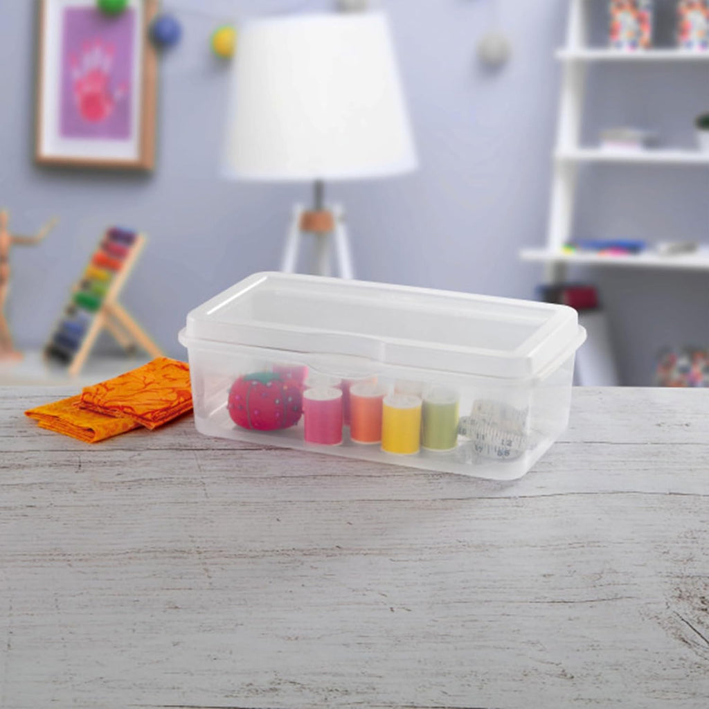 Sterilite 6-Pack Rectangular Large Flip-Top Storage Boxes - Clear Stackable Organizers for Crafts, Photos & More