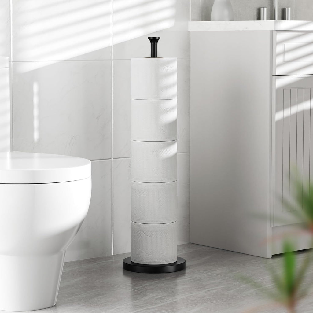 Skiennix Toilet Paper Holder Stand - Free-Standing Stainless Steel Design with Reserve Function