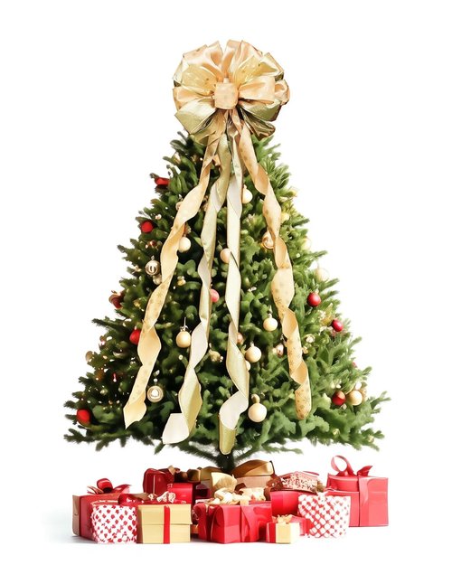45 * 13Inch Christmas Tree Topper Bow Decoration, Large Glitter Tree Decoration Ornaments(Gold)