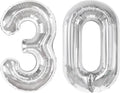 Silver Number 30 Balloon - 40 Inch 30th Birthday Decorations for Kids & Adults | Elegant Party Supplies