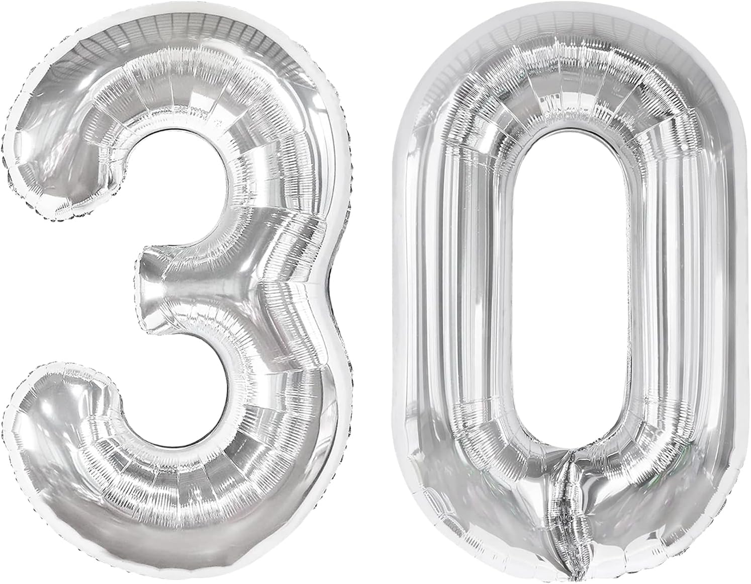Silver Number 30 Balloon - 40 Inch 30th Birthday Decorations for Kids & Adults | Elegant Party Supplies