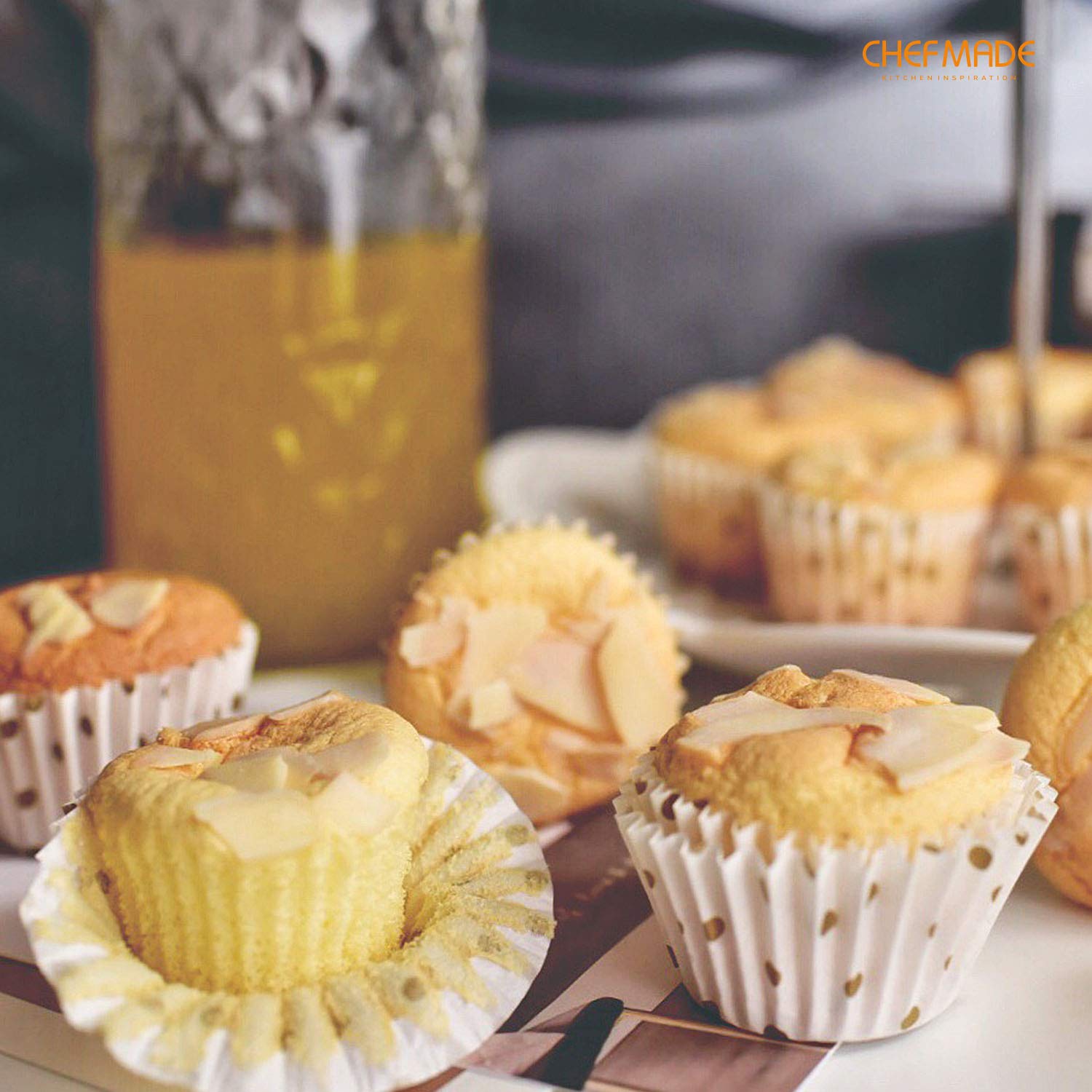 CHEFMADE Mini Muffin Pan, 20-Cavity Non-Stick Tiny Cupcake Pan Bakeware for Oven Baking (Champagne Gold)