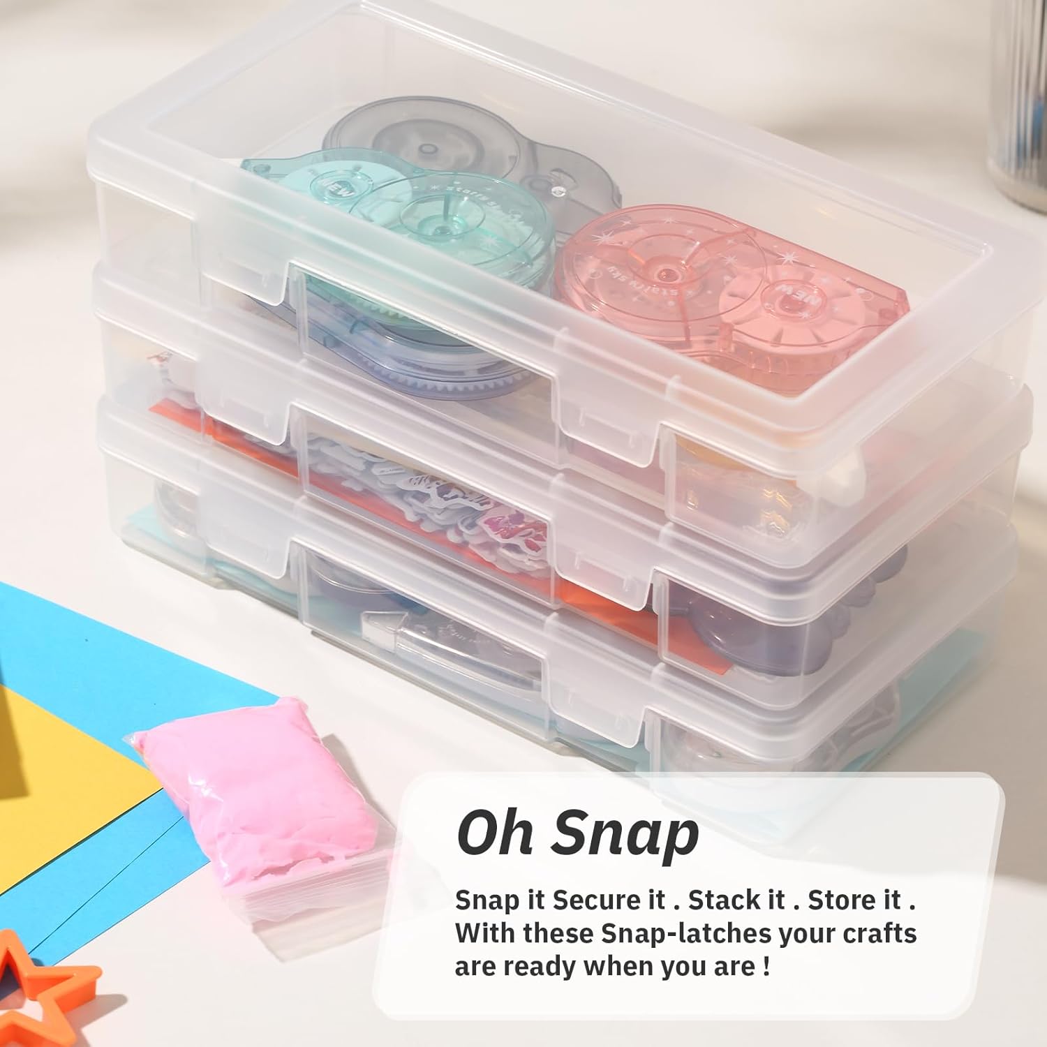 Novelinks Plastic Storage Bins - Stackable Mini Clear Containers with Lids for Organizing (9 Pack)