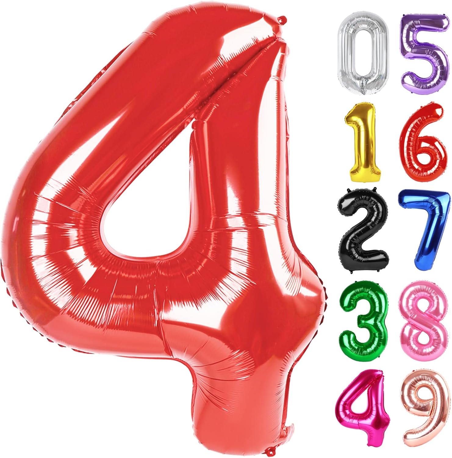 Red Number 4 Balloon - 40 Inch Giant Foil Balloon for 4th Birthday Party Decorations