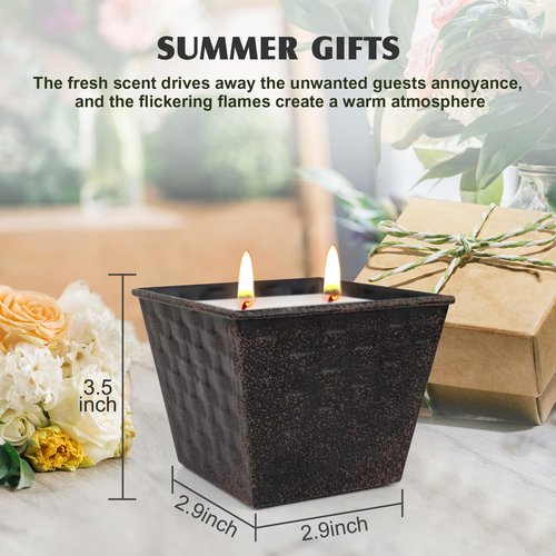 Citronella Candles Outdoor – 2 Pack, 12oz Each, Large Double-Wick Soy Wax Candles, 100-Hour Burn Time, for Patio, Camping, Backyard, Emergency & Survival