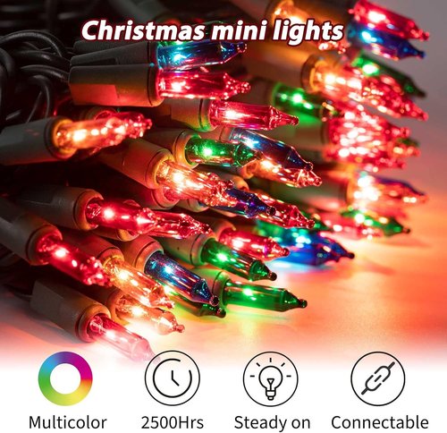 Minetom Clear Christmas Lights - 100 Count Mini String Lights, 26.5 Feet Waterproof for Indoor/Outdoor Use | Multicolored Holiday Decor