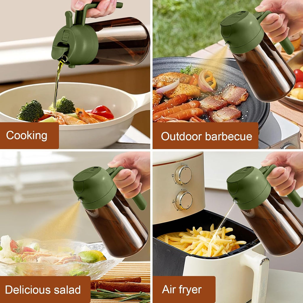 YARRAMATE 2Pcs Dark Brown Oil Sprayer - Food-Grade 2 in 1 Olive Oil Dispenser | 16oz for Cooking & BBQ