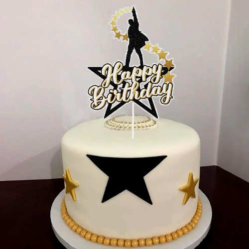 Musical Star Cake Topper,Ha*ilton Happy Birthday Cake Decor, American Musical Broadway Theater Party Decorations For Kids Adults Fan