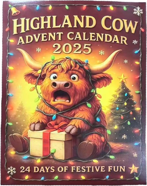 Highland Cow Advent Calendar 2025 - 24-Day Countdown with 3D Cow Dolls | Unique Holiday Desk Decor