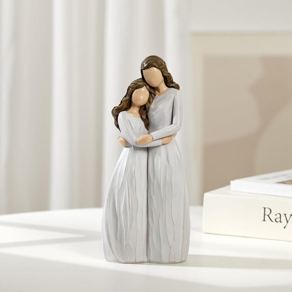 Regine Switzerland Warm Hug Mother's Day Figurine - Solid Resin Mother & Daughter Statue | 7.7" Keepsake Gift in Luxury Box