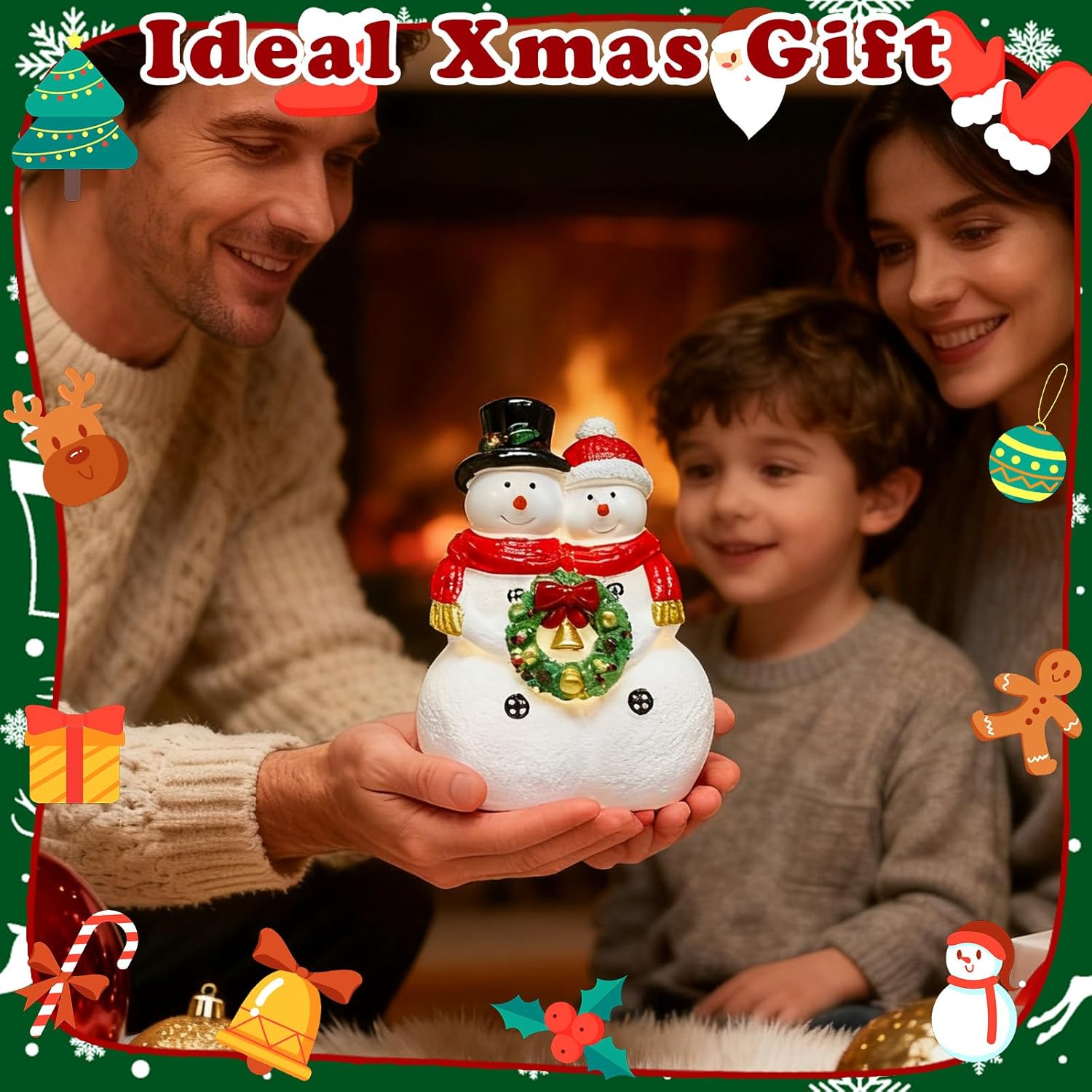 Snowman Couple Figurines - Charming Resin Christmas Decorations | Festive Tabletop Home Decor