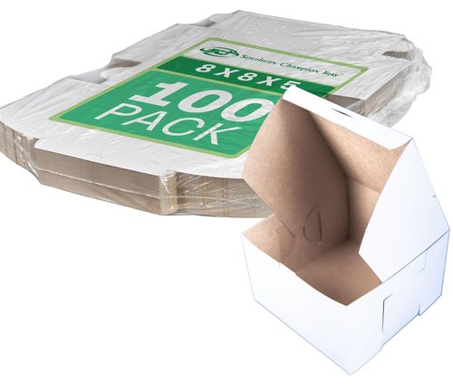 SCT White One-Piece Non-Window Bakery Boxes, 8 x 8 x 5, White, Paper, 100/Carton