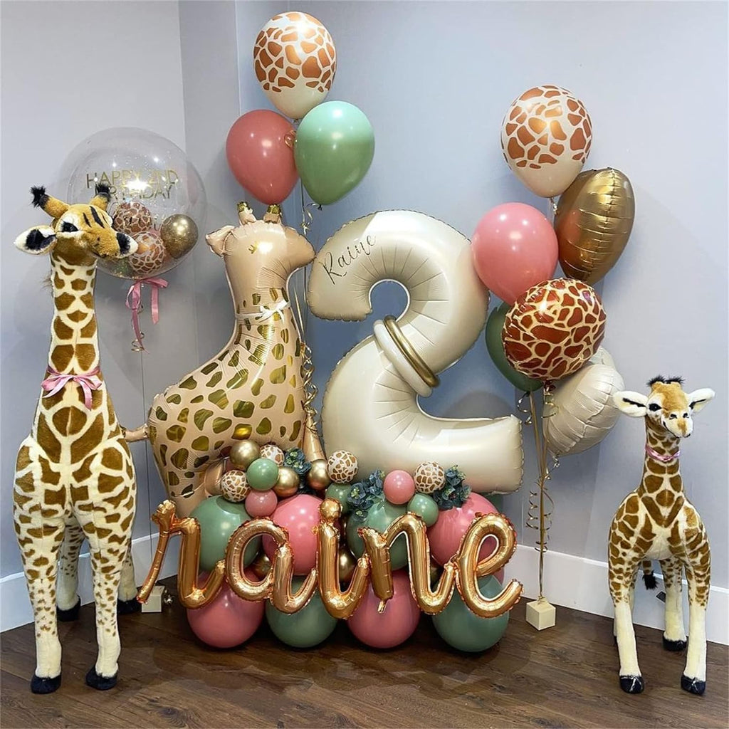 Skiennix 40-Inch Giant Helium Foil Number Balloons | Beige 2nd Birthday Decorations for All Ages