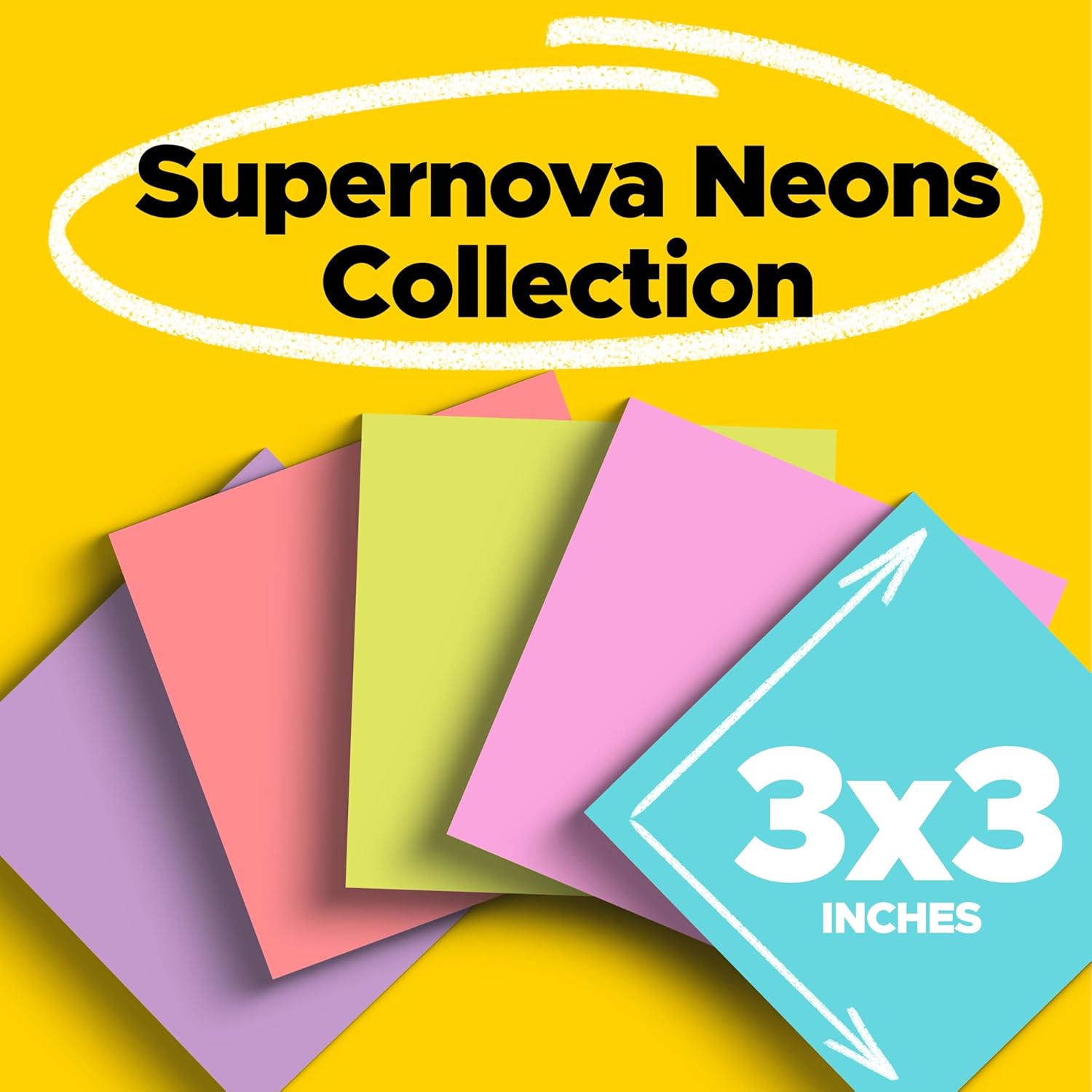 Post-it Super Sticky Notes - 24 Pads, 3 x 3 In. | Supernova Neons Collection with 2X Sticking Power