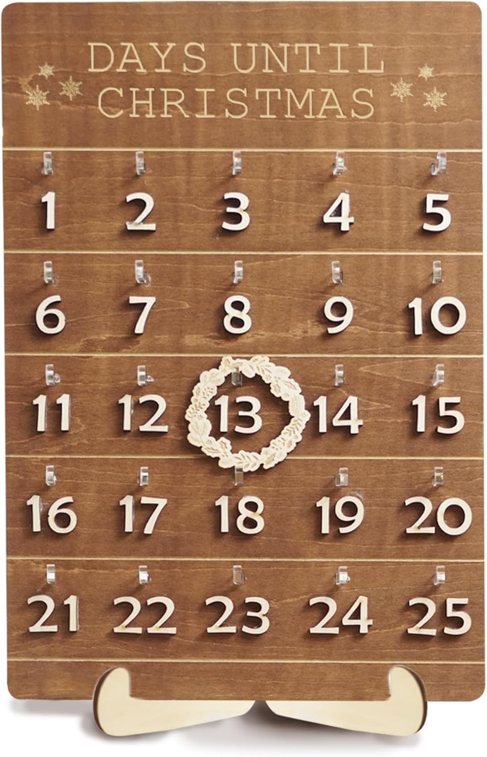 Skiennix Christmas Advent Calendar - Wooden Countdown Wall Hanging Sign for Holiday Decor | Rustic 2025 Design