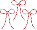 Regine Switzerland 3 Pcs Handmade Rhinestone Christmas Bow Ornaments - Glitter Candy Cane Design | Red & Silver, Small