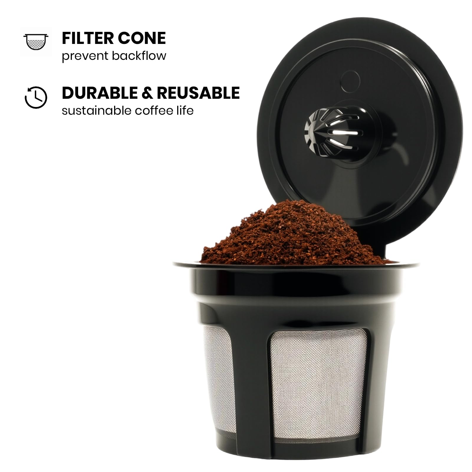 Roogaluckeep Reusable K Cup for Keurig, Black BPA Free Refillable K-Cup Pod Coffee Filters, Universal Fit Refillable Filters for Keurig 1.0 and 2.0 Coffee Maker (Black- 4 Park)
