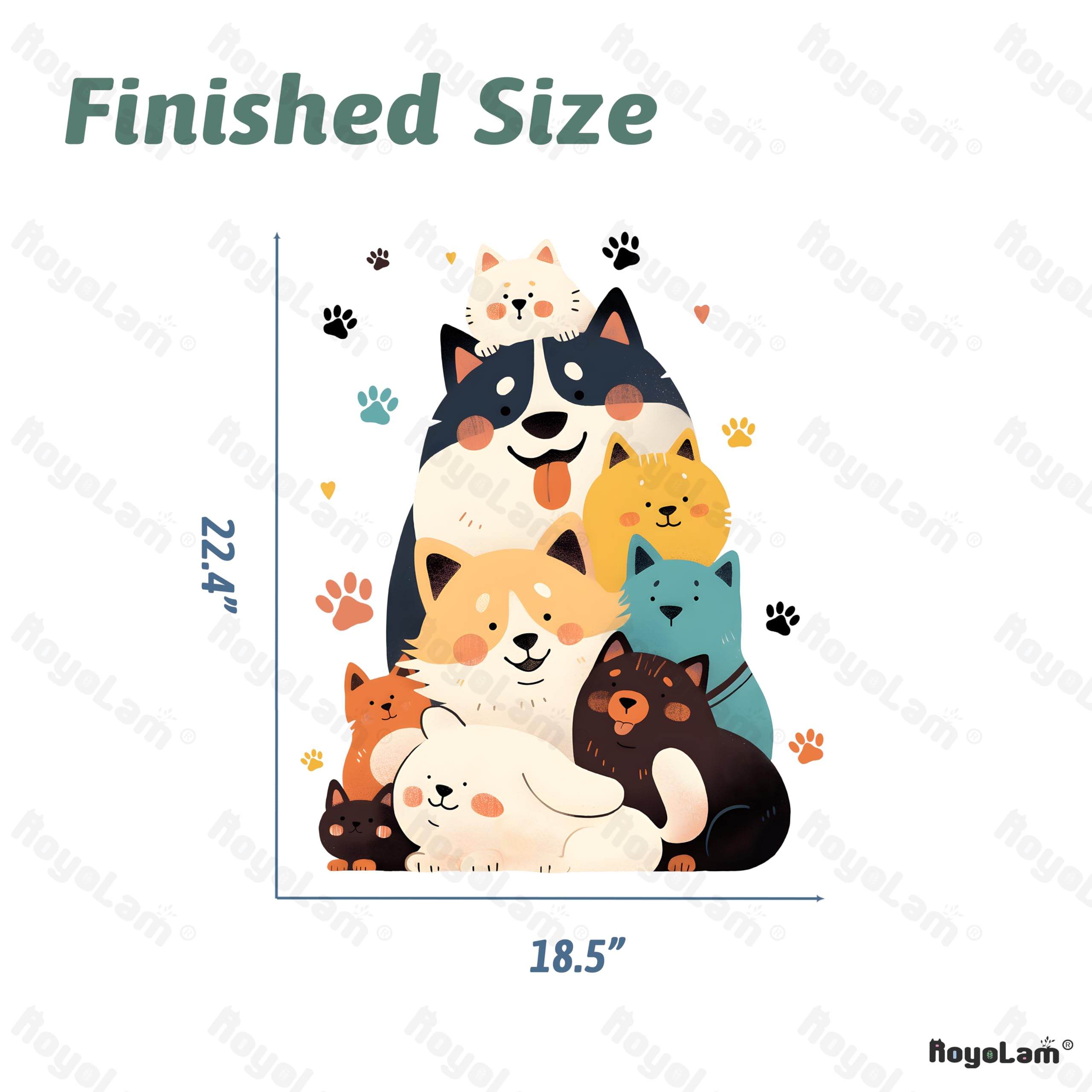 RoyoLam Cartoon Dog and Cat Wall Stickers Cute Nursery Animal Wall Decals for Kid Removable Peel and Stick Wall Art Home Decor Decoration for Classroom Preschool Living Room Bedroom Bathroom