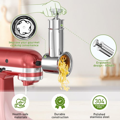 Slicer Shredder Attachment for KitchenAid Stand Mixer with 5 Blades, Cheese Grater Attachment, Fresh Prep Slicer, Bigger Vegetable Salad Maker Accessories for Kitchenaid